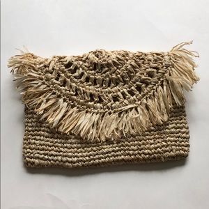 Rue de Seine straw woven clutch